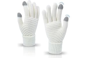 Drokenle Women Winter Gloves, Warm Soft Touchscreen Gloves Thermal Knit Fleece Lined Glove Elastic Cuff Womens Gloves for Cold Weather