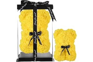 ROSE TEDDY BEAR Rose, orso rosa, orsacchiotto Rosa, orsacchiotto, rosa, idea regalo per mamma, donna, adolescente, regalo fatto a mano, orsacchiotto, rosa, orsacchiotto rosa,orsacchiotto, orsetto con scatola (giallo)