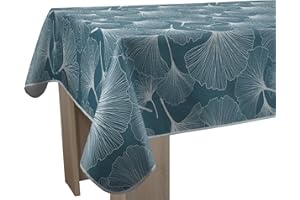 Le linge de Jules Nappe Anti-Taches Biloba Bleu - Rectangle 150 x 200 cm