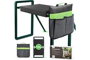 seasky Asiento plegable para jardín de rodillas, banco de jardinero antivuelco, almohadilla gruesa y suave, taburete de jardinería resistente con bolsa de herramientas de jardín, regalo de jardinería