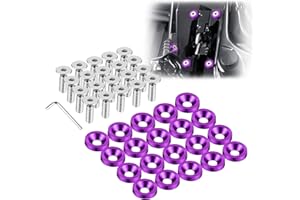 TOMALL Enmoo 20 Stück Billet Aluminium Kotflügel Stoßstange Unterlegscheibenbolzen Motor Bay Dress Up Fastener Kit Lisence Plate Decor Bolts M6 Bolt Schraube Zubehör (lila)