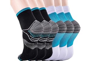 WOEITA Compression Socks for Women & Men-Upgraded Sport Plantar Fasciitis Arch Support- Low Cut Compression Foot Socks Best for Athletic Sports, Running, Medical, Travel, Pregnancy (6 Pairs)