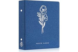 Lanpn Album de Fotos 10x15 400, Lino Album para Photos Bolsillos Verticales Azul