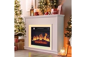 YITAHOME Chimenea Electrica Blanco, 23″ Chimeneas Electricas Decorativas con Efecto de Llama Realista en 3D, Chimeneas Electricas con Temporizador y LED Tira de Luces Ajustable de 24 Colores