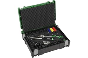 Hitachi HiKOKI 39-częściowy zestaw samochodowy (grzechotka, przegub, klucz dynamometryczny, gniazdka elektryczne, walizka transportowa)