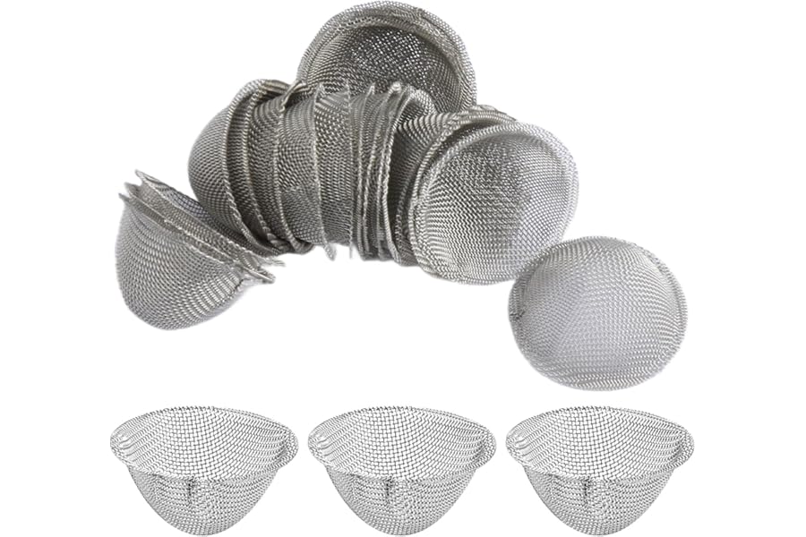 Hopzab 40 Pcs Stainless Steel Pipe Screen Filters, Adjustable Size Reusable Metal Mesh Gauzes, Pre-Cut Tapered Bowl Filters for Vaporizers, Water Pipes, 19mm Sizes
