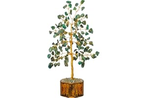 FASHIONZAADI Green Aventurine crystal tree, crystals and gemstones tree of life artificial bonsai crystal tree, decorative home accessories, house warming gifts new home, gifts for women birthday unique, 7-8 inch