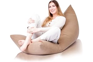 Aiire Pouf Poltrona Design in Cotone - Puffo per Sedersi XXL per la Camera da Letto Moderna - Pouffe Salotto, Bambini o Gamer - Bean Bag Chair Relax o Puf Cuscini da Pavimento Marrone