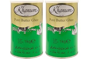 Khanum - Ren smörghee – bästa smörfettet för stekning och matlagning i en uppsättning om 2 med 1 kg burk