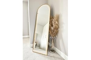 DOWNTON INTERIORS Modern Tall Metal Frame LED Mirror Wall & Floor Standing - 145 x 45cm (Gold Arched)