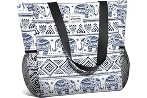 HOMESPON Strandtasche mit Reißverschluss und Fächern, groß, wasserfest, für Damen