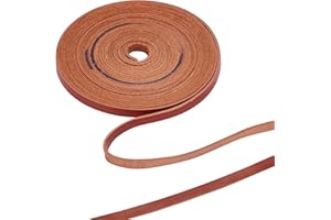 GORGECRAFT 5m*6mm Cuir Plat Marron Cordon en Cuir Cordon Pleine Fleur Dentelle Bandes de Vachette pour la Fabrication de Bijoux Projets de Bricolage Artisanat Ceintures Porte-Clés