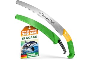 GRÜNTEK Scie à Main d' Élagage Jardin ORCA 330mm. Scie Pliante en Acier trempé Professionnel et support léger en plastique