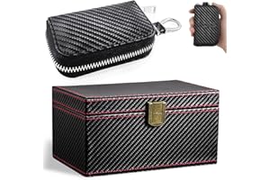 VALART Caja Faraday Llaves de Coche y Fibra Carbón Faraday Llave Coche Estuche Sin Llave Bloqueador de Señal Bolsa para Anti-robo & RFID Caja Antipiratería de Faraday(1 Caja Grande + 1 Caso Llave Coche)