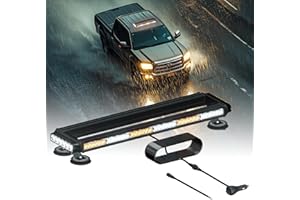 KEECALT Roof Top Magnetic 84 LED Amber White Flashing Beacon Light Bar for Truck Van Car, 12V 24V Vehicle Recovery Warning Emergency Strobe Lights