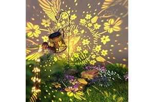 TICKTIME Solar Watering Can Outdoor Lights Garden Decor,Hummingbird Hanging Lantern Waterproof Landscape Lights Outside Decoration for Yard Porch Patio Pathway Gardening Gifts(with 32 inch Shepherd Hook)