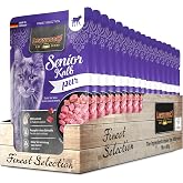LEONARDO Senior Pure Beef Cat Food, 16 x 85 g sachets, with Pumpkin and Salmon Oil, for Adult Cats, Grain Free, Sugar Free