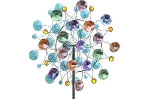 VeyFolzin.st Metall Windrad Garten Dekoration, 57x200 cm Mehrfarbig XXL Metallwindrad, Windskulptur Spinner mit Metallpfahl, Elegante Windspiele für Garten Rasen Terrasse(Große Trompetenblume)