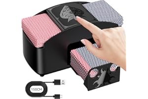 HJCMikee Mélangeur de cartes automatique 1 à 2 platins, mélangeur de cartes UNO électrique pour carte de jeu Skyjo, Blackjack, batterie ou USB-C pour casino, poker - Noir cosmique
