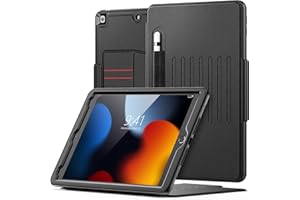 SEYMAC Case for iPad 9th/7th/8th Generation 10.2 inch 2021/2020/2019, Shockproof Protective Case with Auto Sleep/Wake Magnetic Smart Cover,Card Slots, Multi-angle Stand, iPad Case 10.2 inch, Black