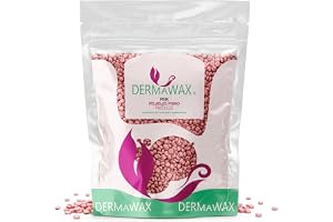 DERMAWAX Pink Rose vaxpärlor 1 kg – Wax Beads, Hard Wax för hårborttagning | Elastiskt stripless filmvax med titandioxid för ansikte, ögonbryn, armhålor, ben, kropp och bikini – hemma utan vaxremsor