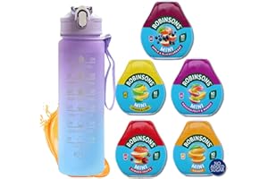 Robinsons Squash Mini Juice Drops & Infinite Emblems Water Bottle Bundle - Concentrate Water Flavouring With 750ml Bottle & 5 x 66ml Variety Pack Sugar Free