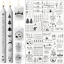 Produktbild von Kerzen Tattoo Weihnachten Kerzensticker Kerzentattoos Tattoofolie Weihnachten Winter Tiere Fuchs Hase Schneemann Auto Für Kerzen Aufkleber Weihnachten