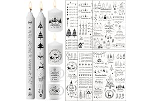 LERKNVOE Kerzentattoos Weihnachten,6 Pcs Kerzen Tattoo Wasserschiebefolie kerzen Aufkleber Weihnachten,Kerzen Tattoo Advent,kerzen folie weihnachten für Kerzen DIY Dekorieren