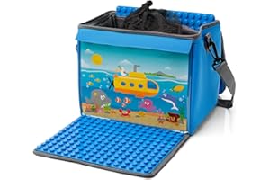 fantifant Baustein-Tasche mit ausklappbarer Bauplatte passend für Bausteine vieler Marken