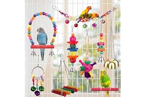 Yistoi 9 Pièce Jouet Perroquet, Jouets Pour Oiseaux, tillbehör de cage à Oiseaux, Les Oiseaux Peuvent Mâcher et Jouer en Tout