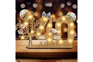 Idota 40 Geburtstag Männer Fraun Deko Geldbaum Geschenk, Lebensbaum Deko mit Led, 40 Geburtstag Geschenk Deko Geschenk, Holz-Schild Gästebuch Geldgeschenke, Personalisierte Geburtstag Geschenk