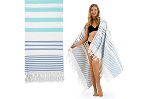 ‎WINTHOME Winthome Hamamtuch Weich 180x90cm- Strandtuch Bambus-Baumwolle Leicht Platzsparend, Strandhandtuch Saugstark, Schnelltrocknend, Badetuch Sandfrei, Handtuch für Damen Herren Saunahandtuch (1 Pack)