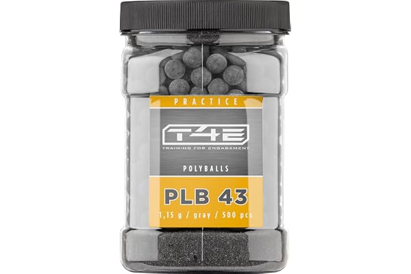 T4E PLB 43 paintball kulor grå, polybollar, kaliber 0,43, 500 stycken | Grå polyballs för T4E-markerare, perfekt för träning och platinking