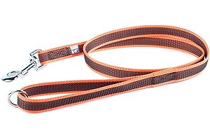 Julius-K9 216GM-OR-1-2HS Color & Gray Super-Grip Leash with Handle and O-Ring, 20 mm x 1.2 m, Orange-Gray
