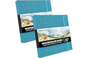DagouColor Watercolor Sketchbook, 5.5"x5.5", 2 Pack, 30 Sheets Each, 300GSM Cold-Pressed Water Color Paper, Fabric Cover Artist Book for Beginning Artists Adults Kids, Painting, Drawing, Mixed Media
