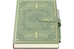 Holderzyi Academic Diary 2026 A5 Day Per Page, 12 Months Daily &Month Planner from Jan.26 - Dec.26,Agenda Dairy A5 Page a Day, with Elegant Cover,Pen,Inner Pocket (Green)