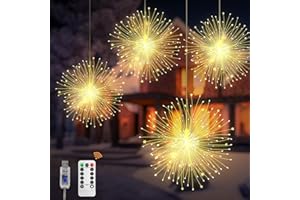 CNMTCCO Ghirlanda di luci natalizie, confezione da 4 luci USB da appendere, 480 pezzi, 8 modalità, luci a sfera impermeabili in filo di rame, adatte per casa, Natale, Halloween, feste all'aperto
