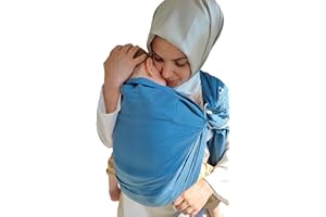 Shabany® - Écharpe porte-bébé Ring Sling - 100% coton bio - Porte-bébé pour nouveau-né, tout-petit jusqu'à 15 kg - instructions incluses - bleu (brave)