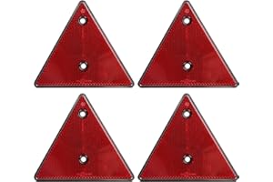 Qiping 4 Pcs Rouge Catadioptre Triangle Remorque, Réflecteur Triangle Homologué Marque-E avec 8 Vis de Montage pour Voiture, Camion, Caravane, Tracteur