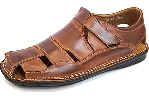 Kristian Shoes 02 Sandalias De Piel Para Hombre Verano - Sandalias Cuero Velcro Cerradas Hombre - Calzado De Verano De Piel Hombre