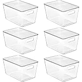 Vtopmart Set of 6 Storage Boxes with Transparent Lids | Large Stackable Plastic Storage Boxes for Organizing and Sorting Pant