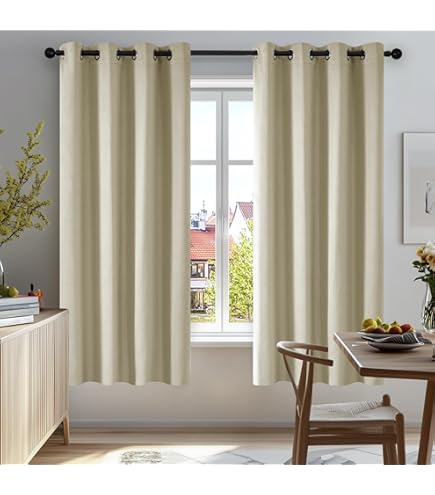 always4u Geruit gordijn, 100% verduisterend, warmte-isolerend, met oogjes, dubbele gordijnen van kunstwol, voor slaapkamer, woonkamer, modern, L 140 x H 245 cm, grijs/zwart, 2 stuks