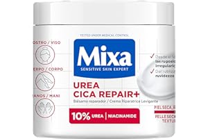 Mixa Crema Corporal Urea Cica Repair+ para pieles muy secas con 10% de [Urea + Pantenol]. Alisa, reduce la rugosidad y calma. Apta para pieles sensibles. 400 ml.
