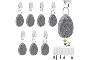 WOKICOR 8 Stück Tischdeckenbeschwerer für Draußen Naturstein mit Klammer Naturstein Tischdecken Beschwerer Draußen Tischdecke Gewichte Tischdeckenklammern für Familie Party Camping Hochzeit Garten Picknick