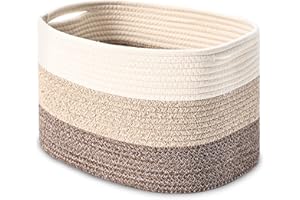 HOMHOLDON Cestini in Corda di Cotone 1 Pezzi Cestini Portaoggetti Intrecciati,Cestini da Scaffale,Cestini per Asciugamani per Bagno,Cestini per Giocattoli Cestino per Asilo Nido(Nero Marrone)