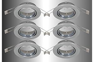 ‎TRANGO Trango 6er Set Einbaustrahler 6729-068AK in Rund Chrom-Optik Deckenstrahler, Einbauleuchte Badleuchte Strahler inkl. 6x GU10 Fassung geeignet für LED & Halogen ohne Leuchtmittel