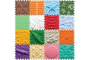 ORTO NATURE 16-teiliges Sensorik-Puzzle-Matten-Set – Orthopädische Massagematte für Kinder, Erwachsene & autistische Kinder, Sensorik-Spielzeug, Sinnesmatten, Strukturmatten (Joyful Land)