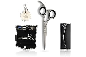Vida Goods Professional Hairdressing Scissors, Premium J2 Stainless Steel Hair Shears, 6.5" Barber Shears with Hand-Sharpened Blades, Adjustable Tension Knob & Key, Case & Cleaning Kit (Satin)