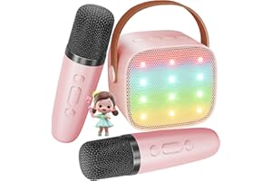 BONAOK Mikrofon Karaoke Spielzeug 2 Mikrofon, Bluetooth Karaokemaschinen für Kinder Erwachsene, Tragbarer Karaoke-Player Mikrofon zum Aufladen, Kinder Elektronisches Spielzeug (Rosa), MI036ALB