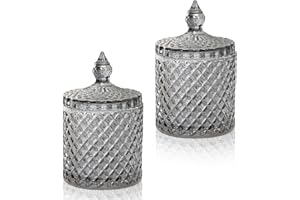 MENGCAT Regali per le donne Coperchi porta cotton fioc in vetro estetico decorazione della stanza barattoli di farmacia regali di compleanno nuovi regali per la casa per lei supporto di cotone decorativo